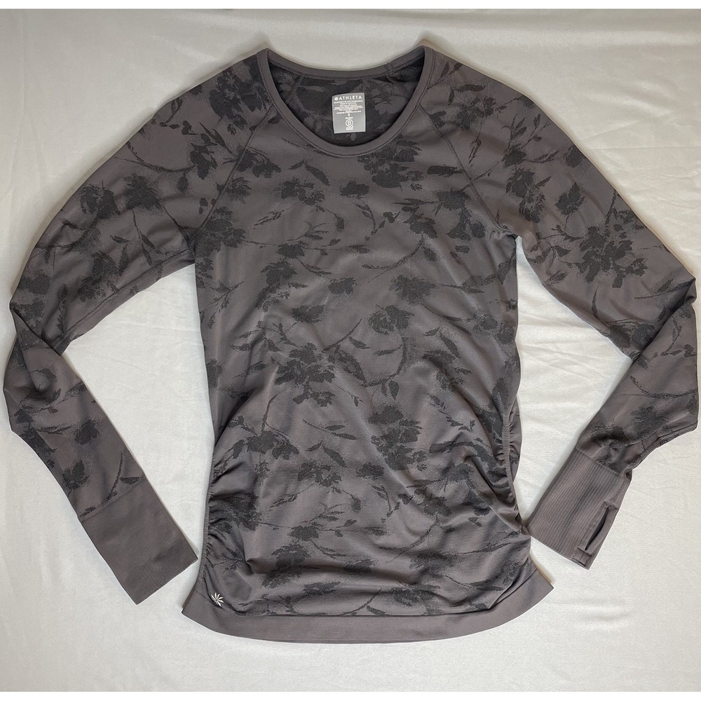 Athleta Top Womens Small Ruched Stretch Pullover Long Sleeve Thumbholes